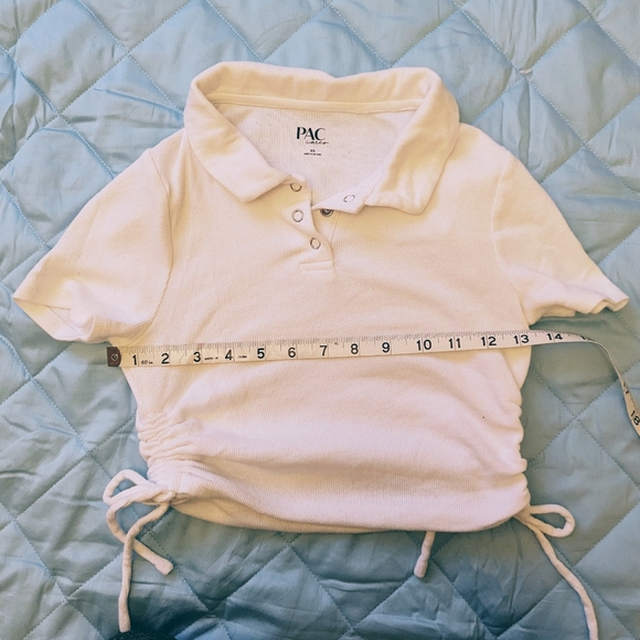 PacCares Cropped Polo with ruched sides Size XS - Picture 6 of 8